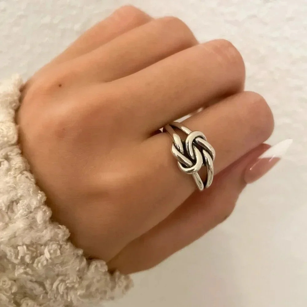 925 Sterling Silver Knot Ring Stackable Ring Dainty Ring Band Twist Ring